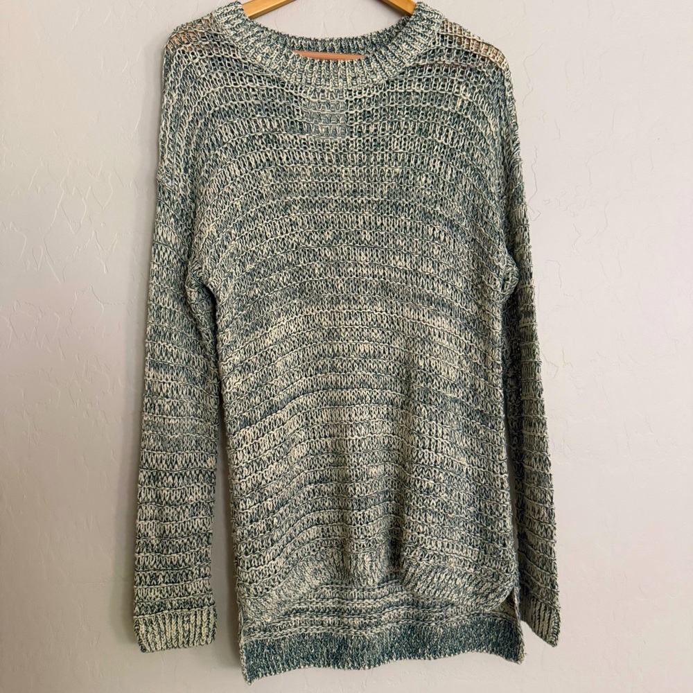 NWT Boutique Brand Kye Mi Marled Green Open Weave Sweater Women’s Size Large L